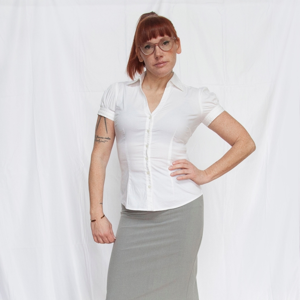 **3/$40**White button up express shirt